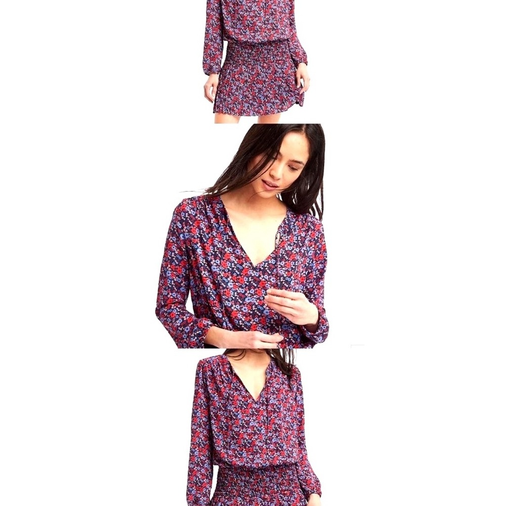 GAP Floral Long Sleeve Dress - Red and Blue